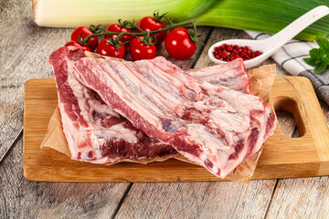 Raw pork ribs for cooking