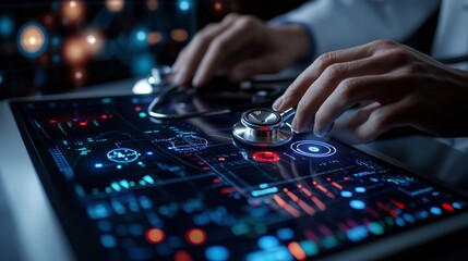 Doctor examining patient data on a tablet