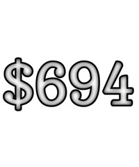dollar sign on white background $694