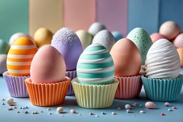 Colorful Easter eggs in cupcake liners