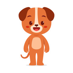 Illustration of a Standing Cartoon Dog with a Happy Expression on a White Background