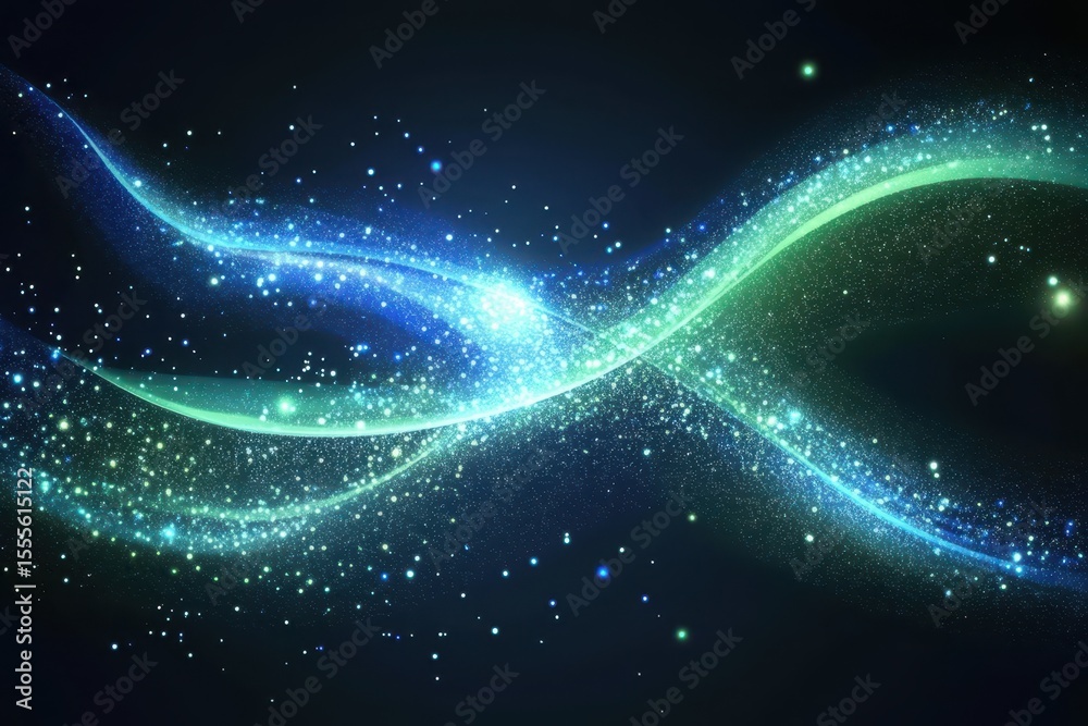 Poster colorful abstract light lines flow in wavy patterns creating a mesmerizing visual effect against a d