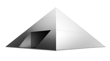 A modern pyramid structure showcasing minimalist design elements. transparent background
