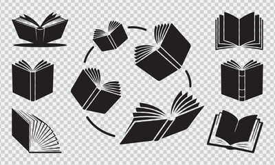  Open and Closed Book Silhouette Collection