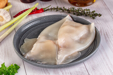 Raw calamari bodies for cooking