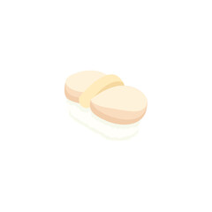 Flat Scallop Sushi - Japanese Hotate Nigiri Vector Illustration