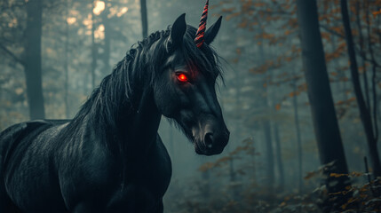 Evil Fantasy Unicorn Closeup

