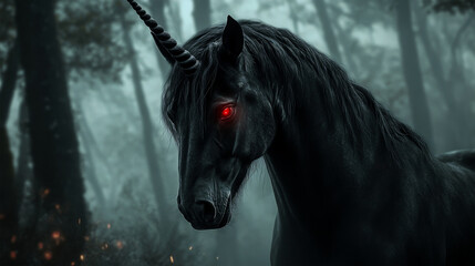 Evil Fantasy Unicorn Closeup

