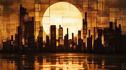 Artistic Paper City Illuminated at Night