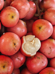 Red rambutan  rambeh  in garden