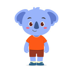Cute Koala Cartoon Character Standing Isolated on White Background Illustration
