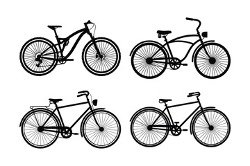 Cycling Evolution: A collection of stylish bicycle illustrations, each silhouette portrays the enduring allure of cycling, reflecting diverse designs and functionalities. 