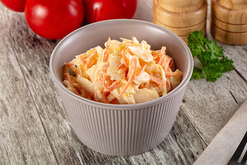 Vegan Coleslaw salad with cabbage and carrot