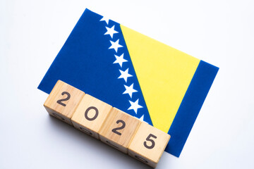 2025, Bosnia and Herzegovina, Bosnia and Herzegovina flag with date block, Concept, Important...