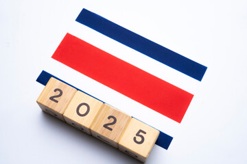 2025, Costa Rica, Costa Rica flag with date block, Concept, Important events for Costa Rica in the...