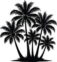 Coconut Plum Tree Silhouette Art  Design