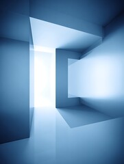 Abstract blue minimalist geometric architectural space