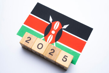 2025, Kenya, Kenya flag with date block, Concept, Important events for Kenya in the new year,...