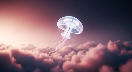 Jellyfish Floating Above Clouds