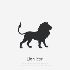 Lion silhouette logo. Black Lion icon isolated on white background. Vector illustration.