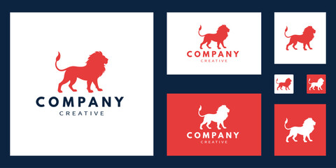 Lion icon logo template.  Lion silhouette symbol. Vector illustration