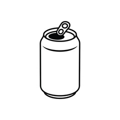 Simple Black and White Illustration of an Open Soda Can