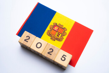 2025, Moldova, Moldova flag with date block, Concept, Important events for Moldova the new year,...