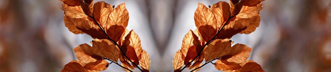 Autumnal leaves in symmetrical arrangement