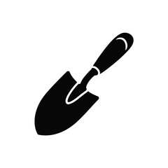 Black and White Silhouette of a Hand Trowel for Gardening