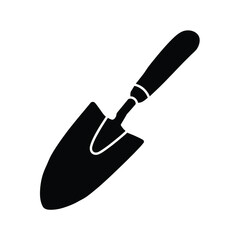 Black and White Silhouette of a Garden Trowel for Planting