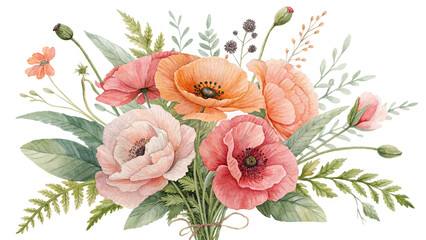 Blush & Bloom Watercolor Poppies in Harmony
