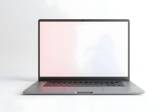 Minimal Modern Laptop on White Desk with Soft Reflection &ndash; Tech Workspace Mockup