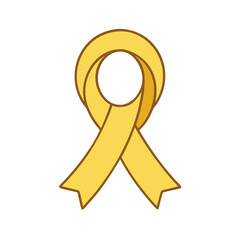 Simple yellow awareness ribbon symbol on a black background