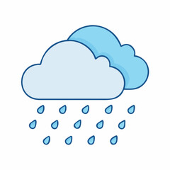 Simple illustration of rain falling from two blue clouds