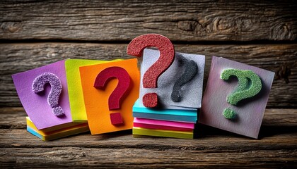 Colorful sticky notes with question marks