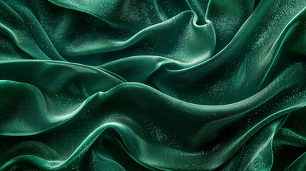 Obraz premium Velvet textile close-up in rich emerald green with smooth plush surface.