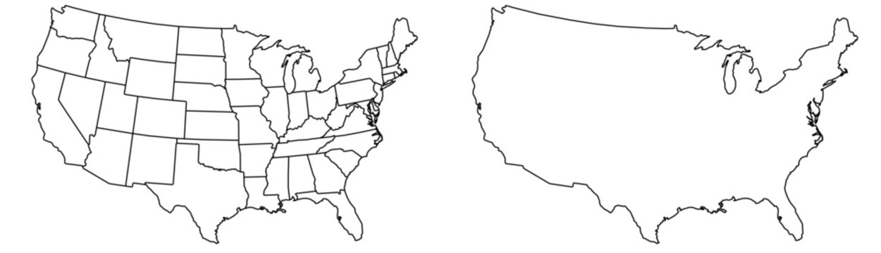 USA map &ndash; vector illustration of states and political boundaries