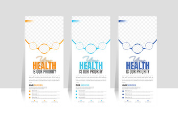 Modern Medical Roll-Up Banner Template &ndash; Health & Clinic Promotional Standee Design 