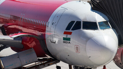 airplane at the airport getting ready for take-off