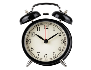 Classic Twin Bell Alarm Clock with Ringing Motion Blur, isolated on transparent background