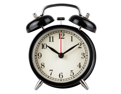 Classic Twin Bell Alarm Clock with Ringing Motion Blur, isolated on transparent background - Powered by Adobe