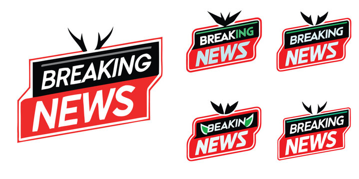 Breaking News Red Black White Graphic Design Elements Set news alert news banner