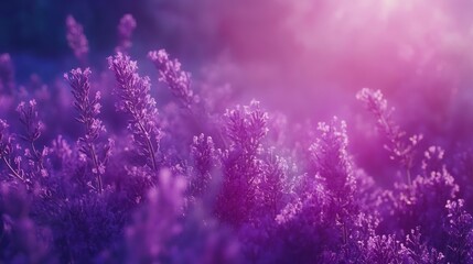 Naklejka premium Lavender Field in Sunlight: A Serene Purple Paradise