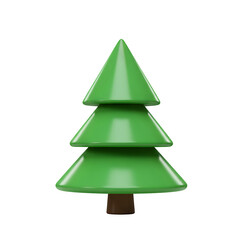 Fototapeta premium Modern Animated Christmas Tree 3D Model - Clean Holiday Graphic, Isolated on White or Transparent Background