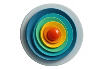 Rainbow gradient circular shapes forming a layered target with a bright red center, isolated on a transparent background