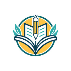 line art educational, book, pen, logo, vector design