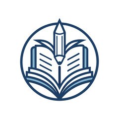 line art educational, book, pen, logo, vector design