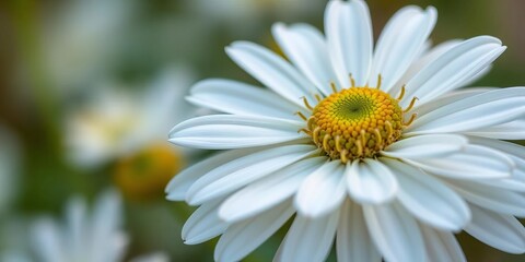 Obraz premium Delicate white chamomile flower blossom close-up, soft petals, daisy, wildflower