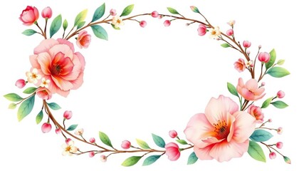 Fototapeta premium Elegant watercolor floral wreath with delicate blooms and leafy branches, perfect for wedding stationery, daisy, elegant
