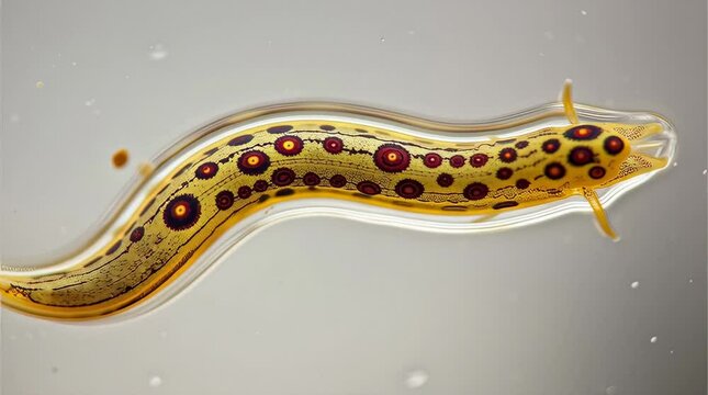 A stunning image of a sea creature with a vibrant yellow and brown patterned body.